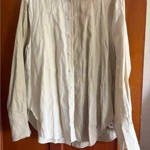 Sovere Linen Cream Casual Button Down Shirt with Classic Design NWT, M